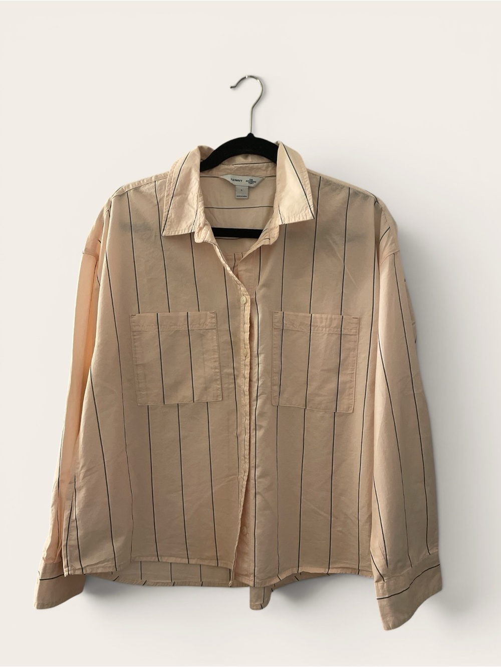 Old Navy Light Peach Striped Button Down Shirt